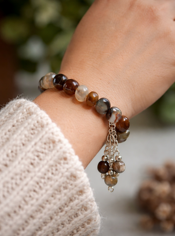 Smoky Caramel Uncut Agate Bracelet