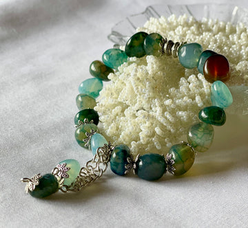 Forest Wave – Raw Green Agate Bracelet