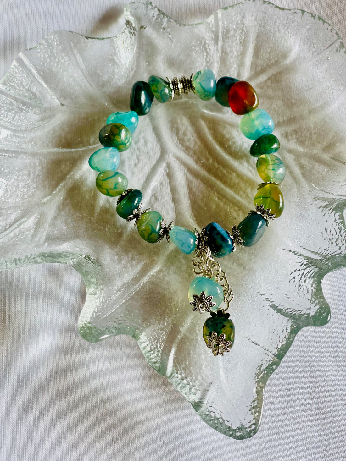 Forest Wave – Raw Green Agate Bracelet