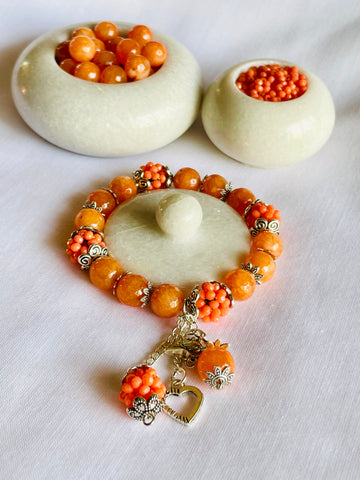 Orange Agate Charm Bracelet