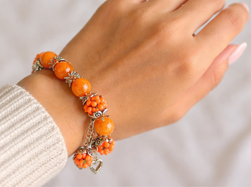 Orange Agate Charm Bracelet
