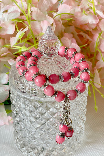 Luxury Pink Agate Couture Bracelet Set